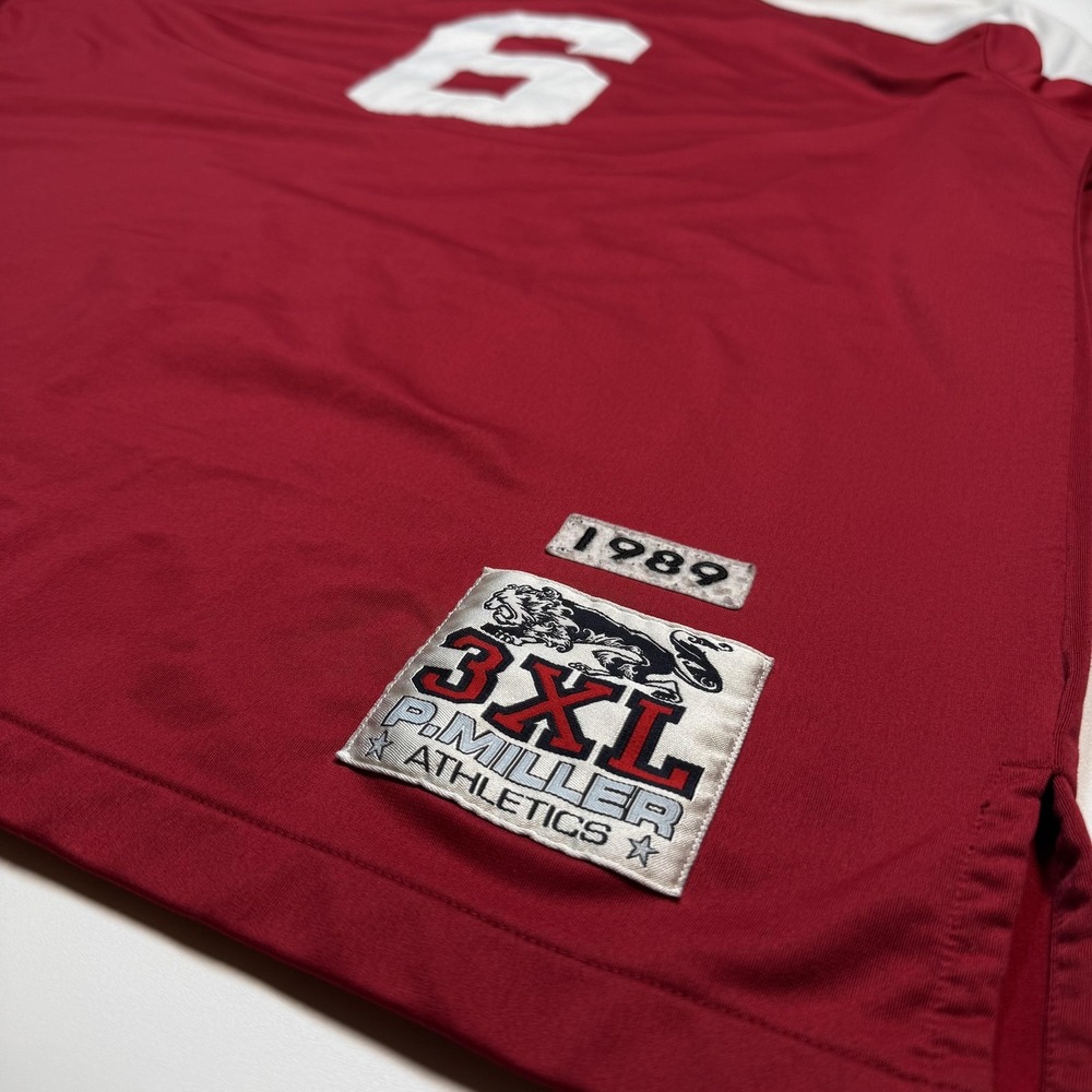 Vintage P. Miller Jersey Mens 3XL Red 6 Football 1989 Stitched Y2K Master P - Picture 3 of 7